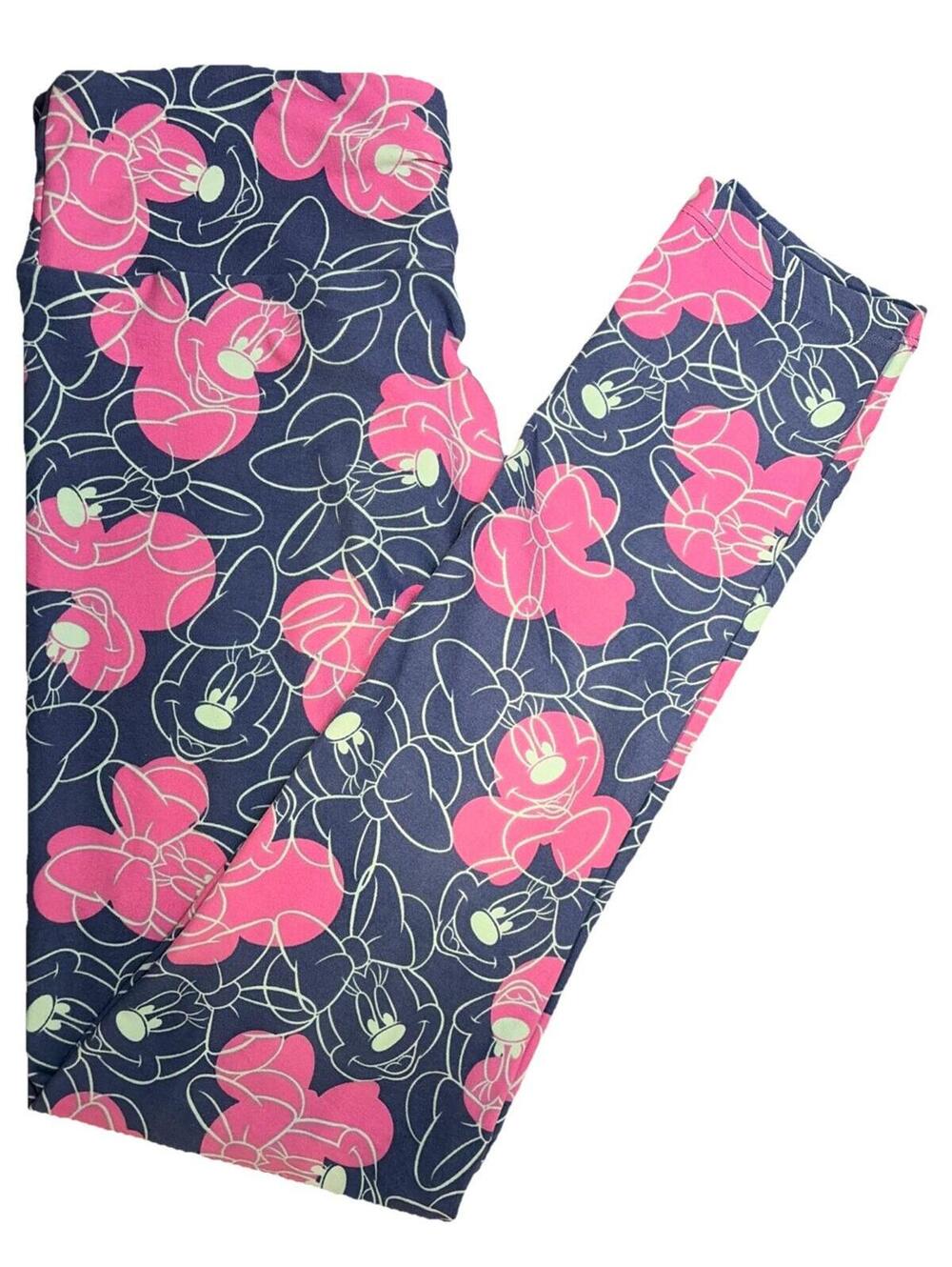 NEW LuLaRoe Pink And Blue Walt Disney Minnie Mouse Leggings Size OS (2-10) NWOT